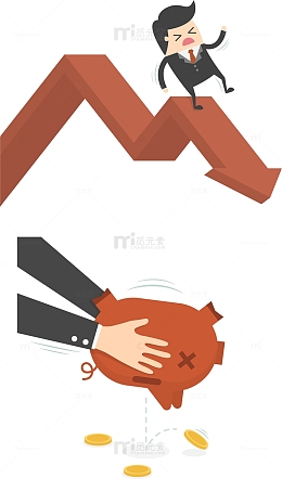 矢量手绘经济下滑