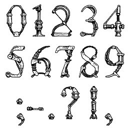 手绘金属风格数字和标点符号