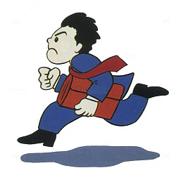 拿着办公包跑的人