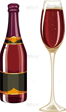 彩色立体红酒卡通手绘装饰