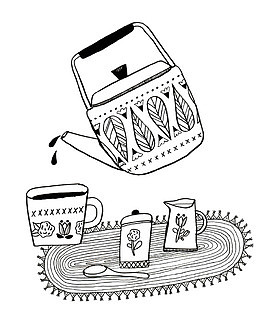 倒茶插画