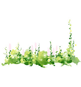 手绘创意绿色植物花朵装饰