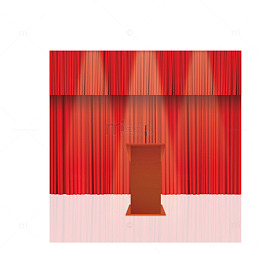 矢量红色创意舞台与演讲台