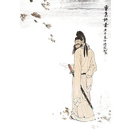 中国风水墨画剑客