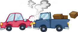 相撞的两辆汽车