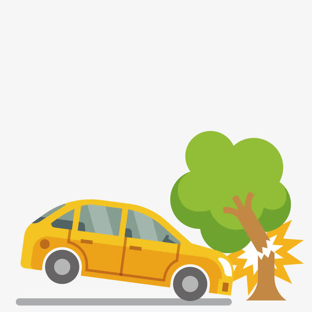 撞向大树的汽车