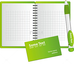 有格子的绿色打开笔记本