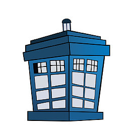 手绘卡通蓝色报亭