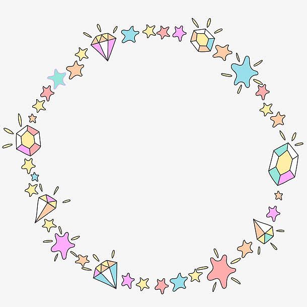 小清新花环,可爱花环,星星,钻石,宝石,花纹,纹样,底纹边框,花边花纹