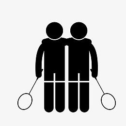 羽毛球双打人物剪影