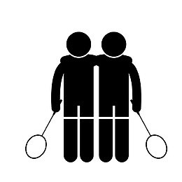 羽毛球双打人物剪影