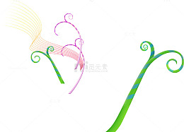 绿色粉色花边花纹