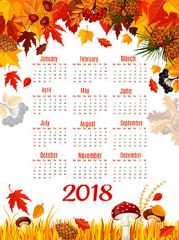矢量秋叶2018日历