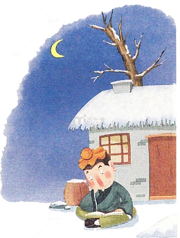 看书读书雪天