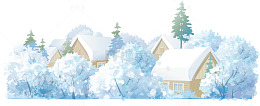 卡通雪天下的乡村