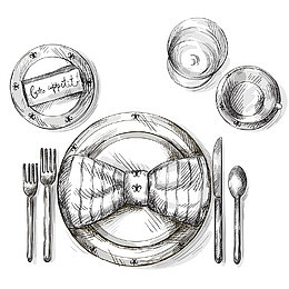 矢量元素手绘餐具