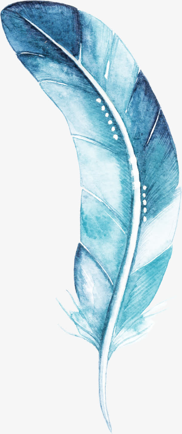 蓝色水墨羽毛