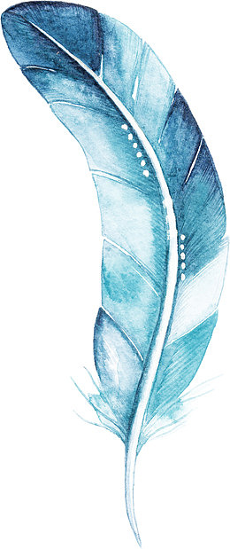 蓝色水墨羽毛