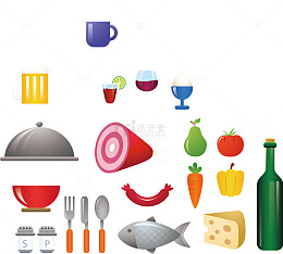 彩色餐具矢量图