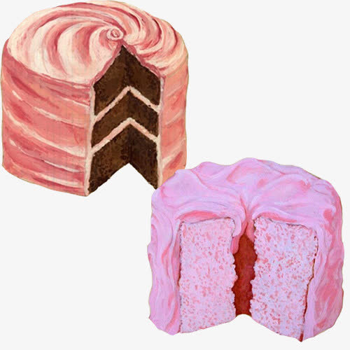 切开的奶油蛋糕手绘画