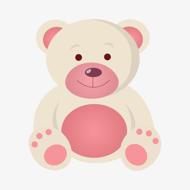 可爱扁平白色泰迪熊素材