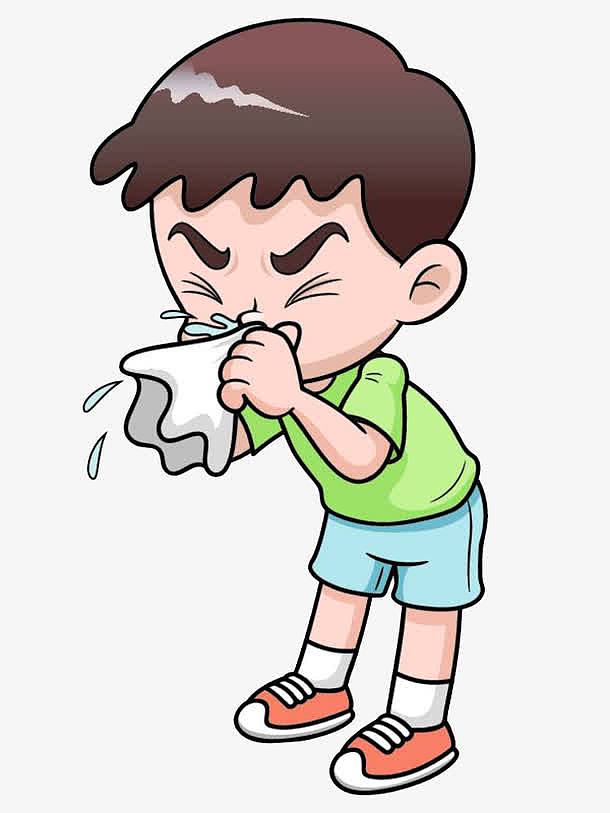 卡通插图宝宝发烧流鼻涕