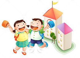 卡通学生学校