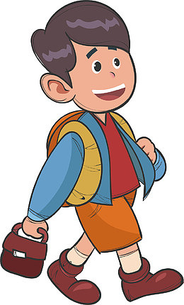 走路上学的男孩