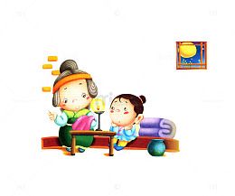 中国风卡通游子吟插画配图