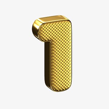 金色金属质感艺术字体数字1