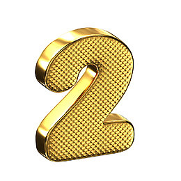 金色金属质感艺术字体数字2