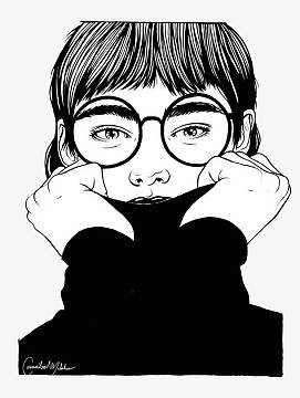 创意美女人物黑白插画