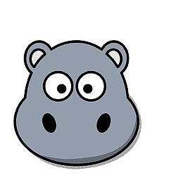 黑色线条动物头像河马