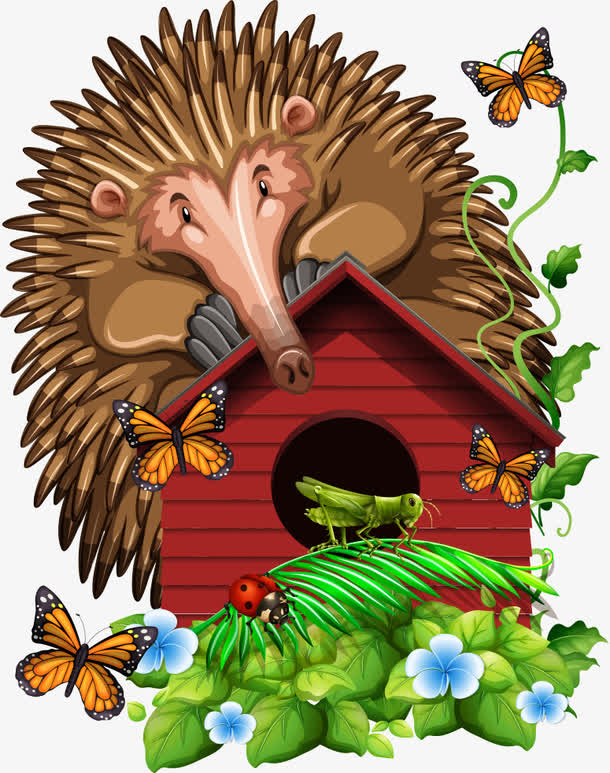 红房子上的刺猬