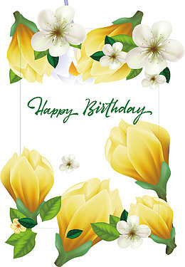 美丽花朵花纹生日快乐