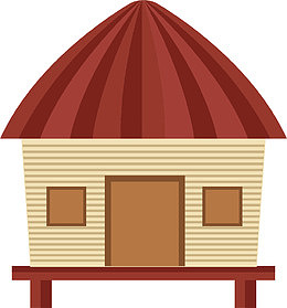 红色屋顶卡通农舍