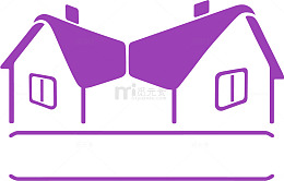 紫色卡通手绘小区商店图标