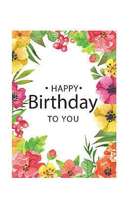 生日快乐生日卡彩色鲜花