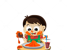 吃的满脸的小胖子