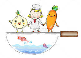 一个厨师跟两种蔬菜