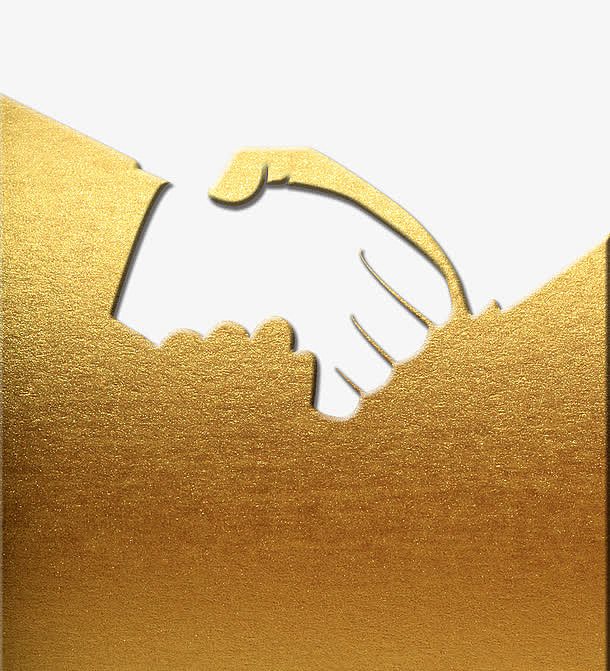 金色卡纸剪影两人握手