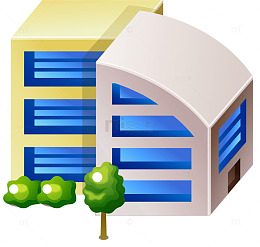 手绘小区商店建筑