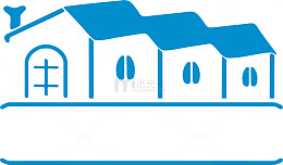 蓝色卡通手绘小区商店图标