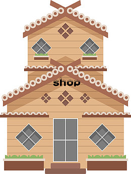 卡通手绘小区商店建筑