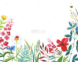 水彩植物边框