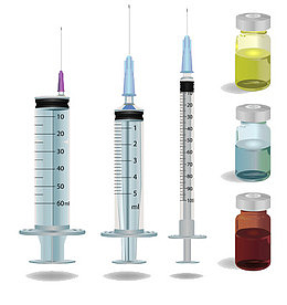 不同粗细的医用注射器