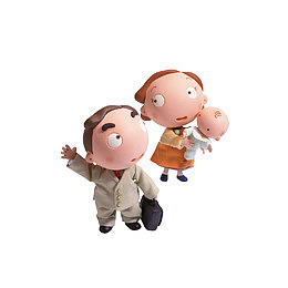 送别丈夫的女子和婴儿