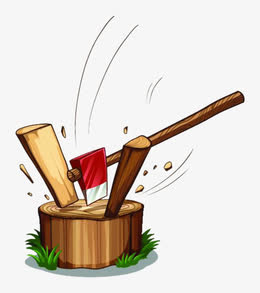 手绘劈开的木柴