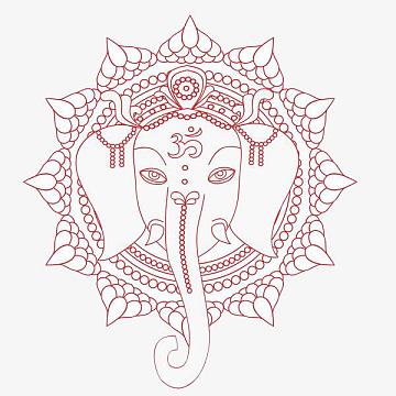 红线描 象神头图腾