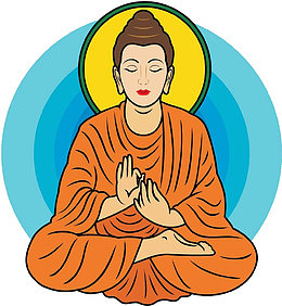 插画风格释迦牟尼佛坐像画像